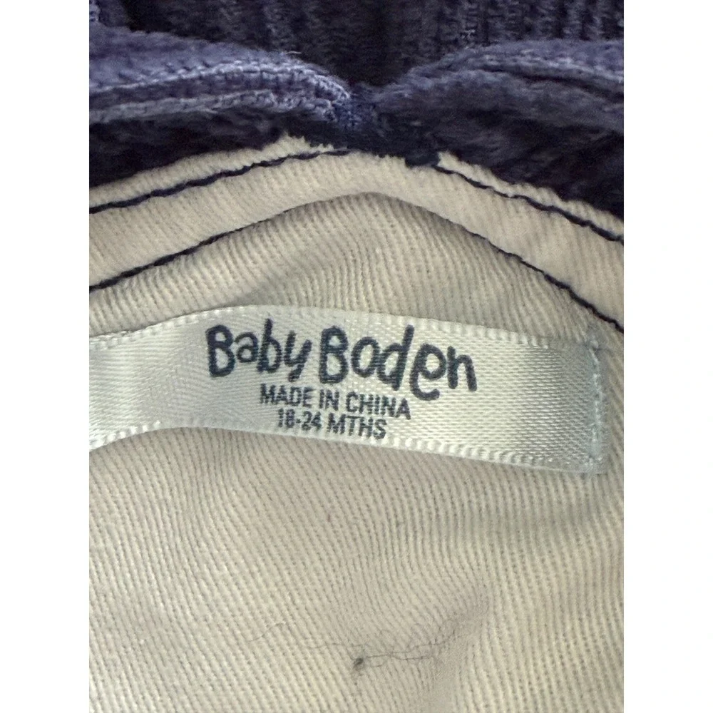 Baby Boden Kids Navy Blue Corduroy Overalls Striped Lining Dungarees 18/24 mo